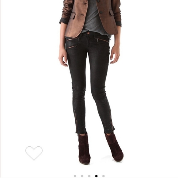 Rag & Bone Leather Lambskin Skinny Ankle Moto Pants